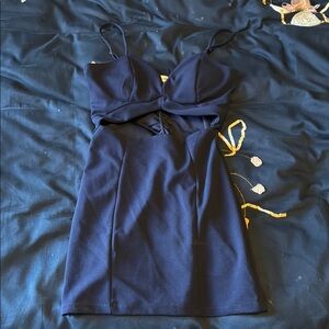 Elegant Navy Cutout Dress